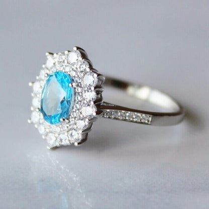 Blue icy ring. buy zircon rings online