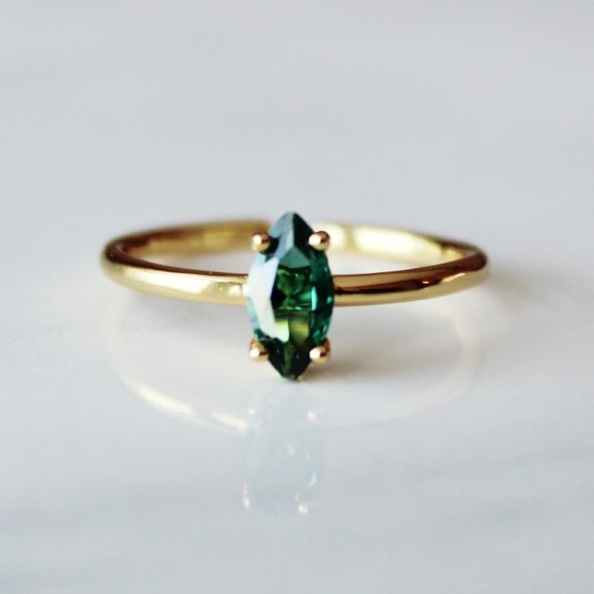 Green Zircon Gold Band Ring | Gold Band Ring | Fine gold jewellery