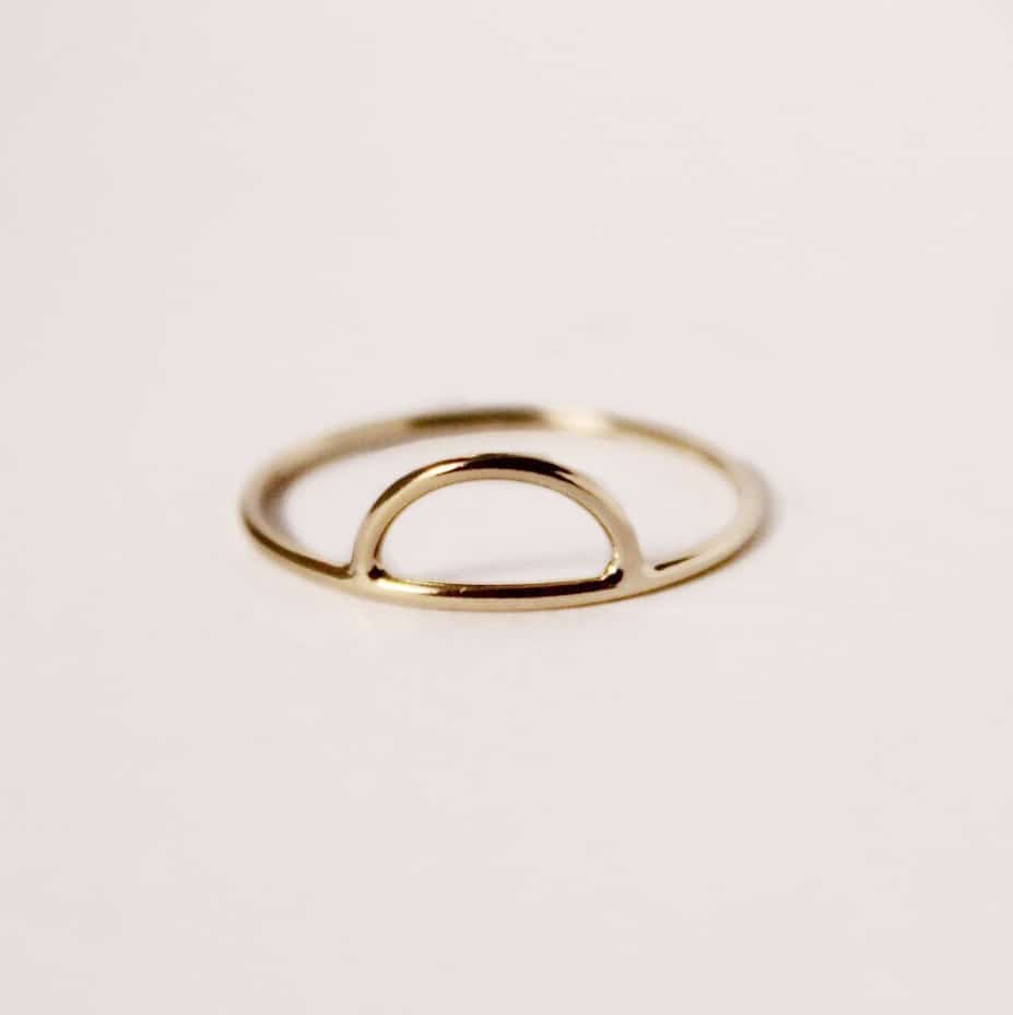 14k Gold Half Circle Ring | Half Circle Gold Ring | Prism And Joy